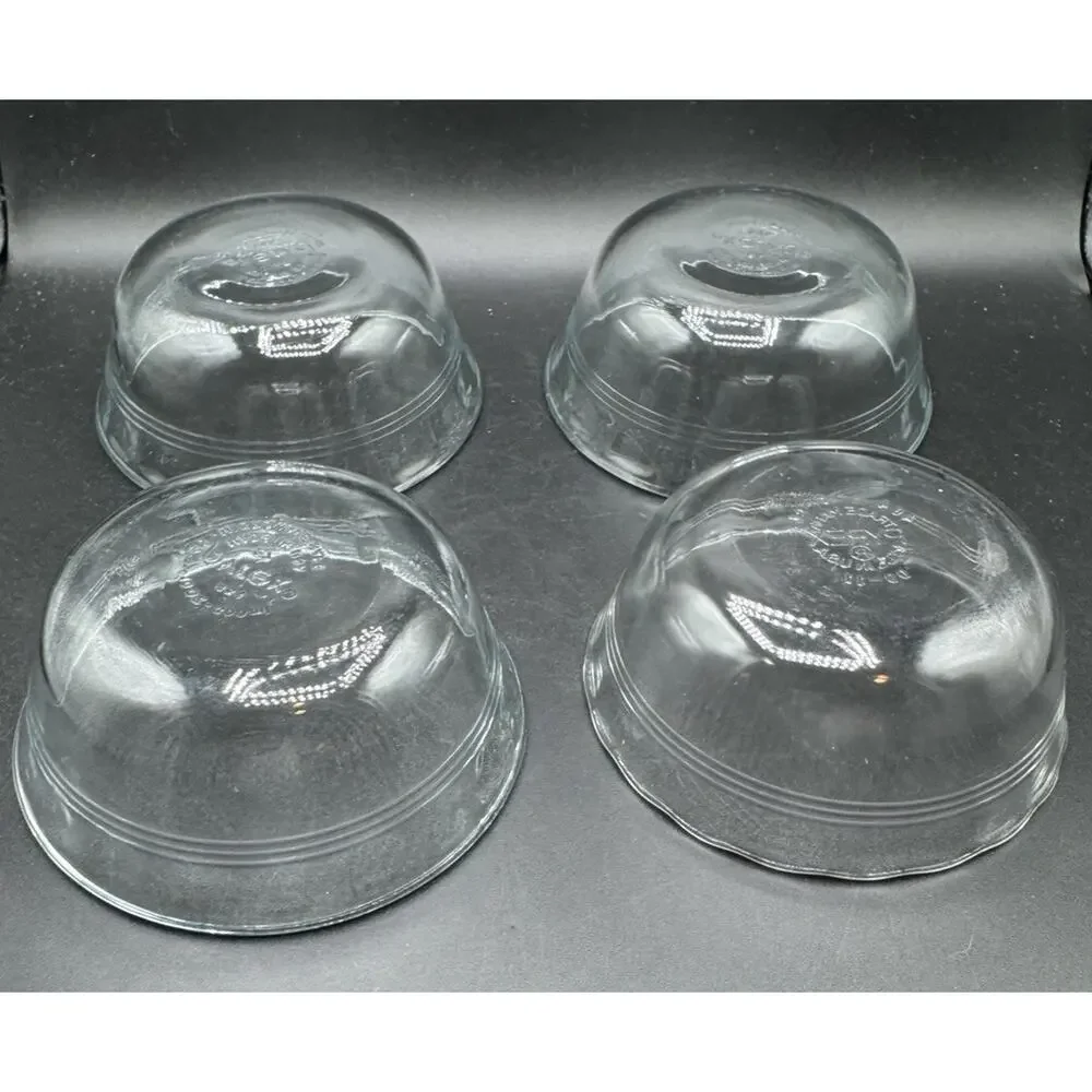 Set of 4 Pyrex H-27 Ramekin Custard Cups with 3 Rings - 10oz EUC -A96